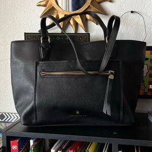 Liz Claiborne Black tote bag with gold zipper